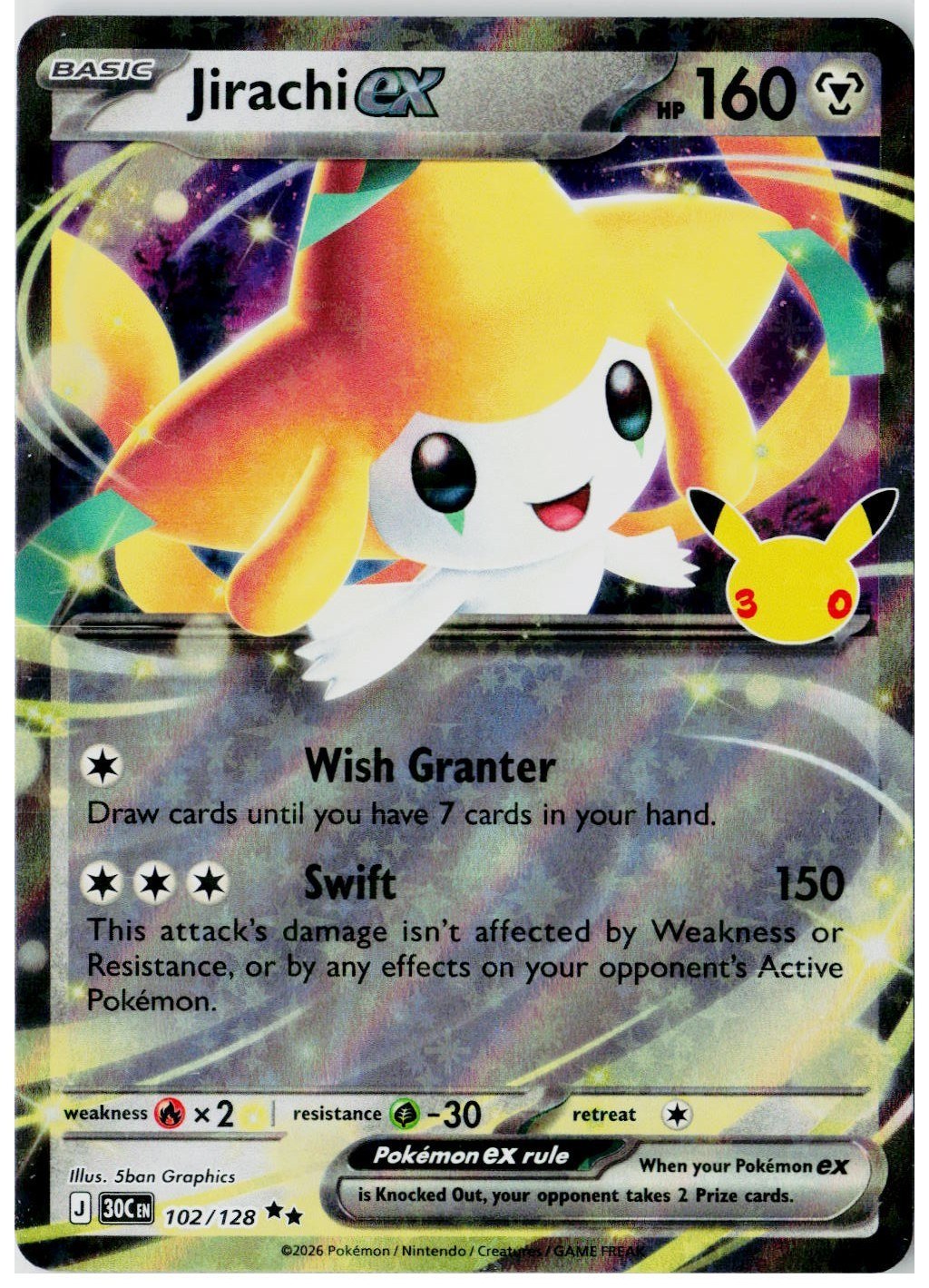 2026 Pokemon ME: 30th Celebration #102 Jirachi ex