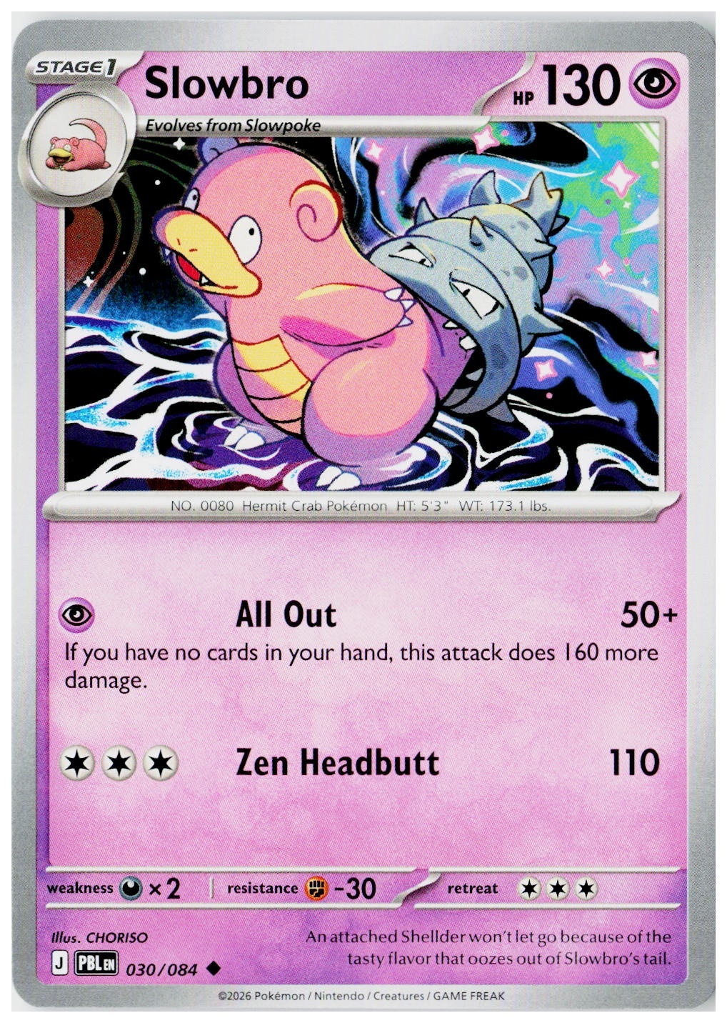 2026 Pokemon ME05: Pitch Black Slowbro Holo #030 /84