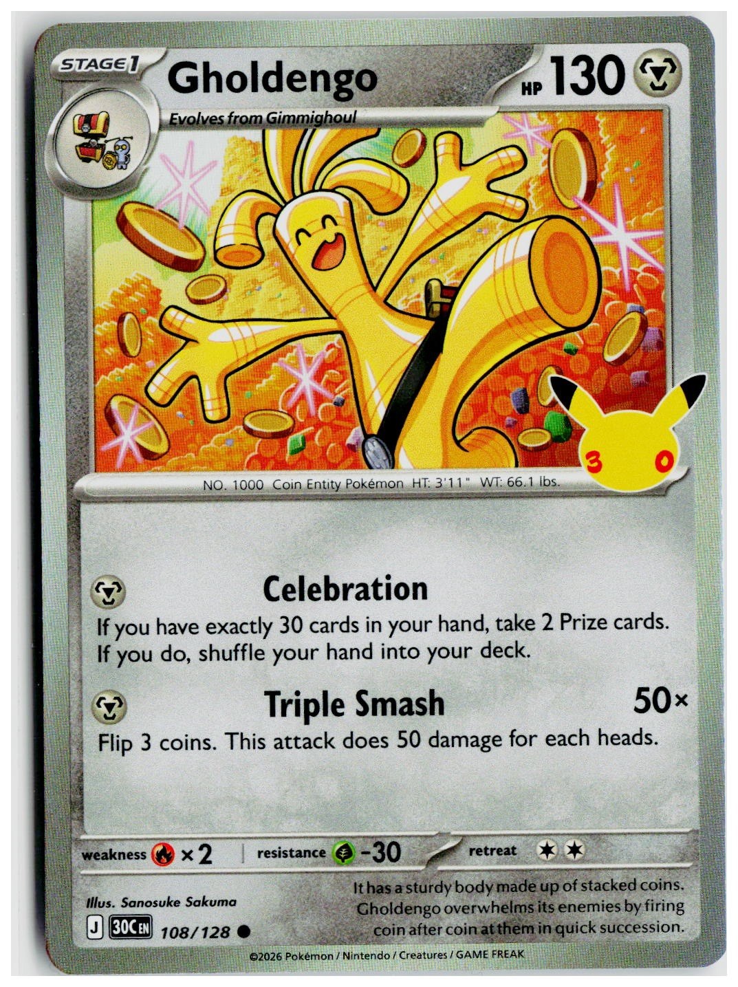 2026 Pokemon ME: 30th Celebration #108 Gholdengo