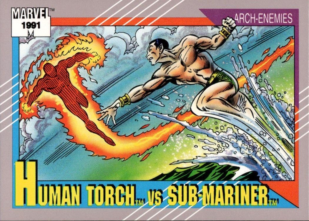 1991 Impel Marvel Universe II #97 Human Torch vs. Sub-Mariner