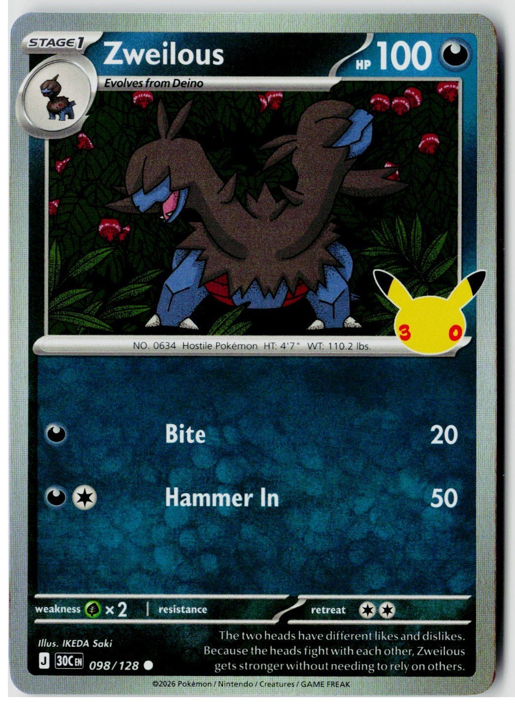 2026 Pokemon ME: 30th Celebration #098 Zweilous