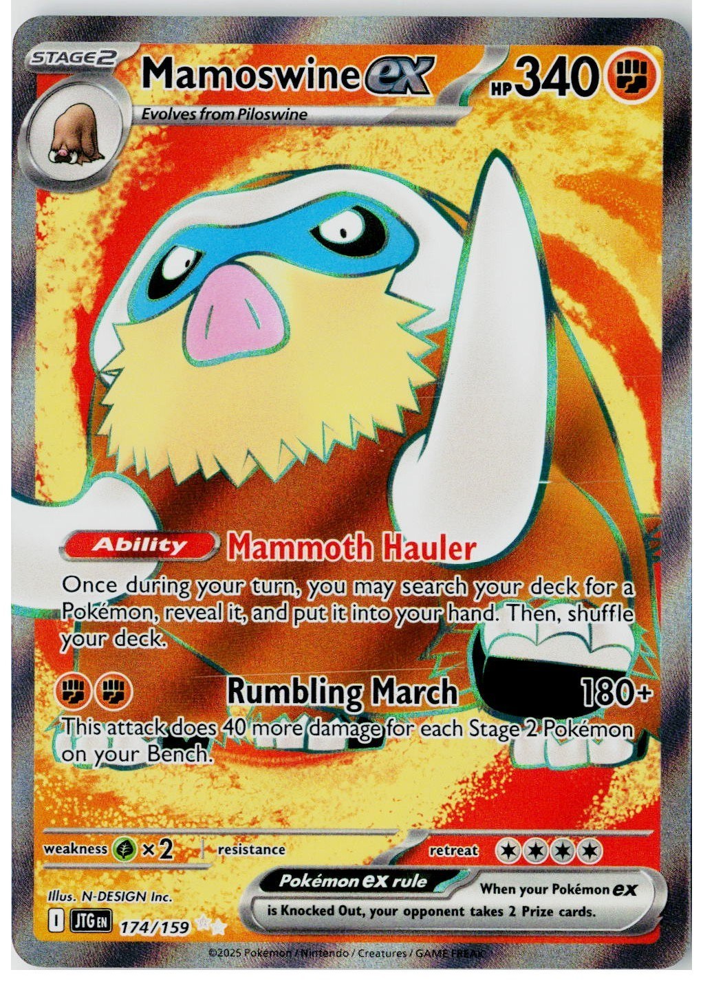2025 Pokemon SV09: Journey Together #174 Mamoswine ex