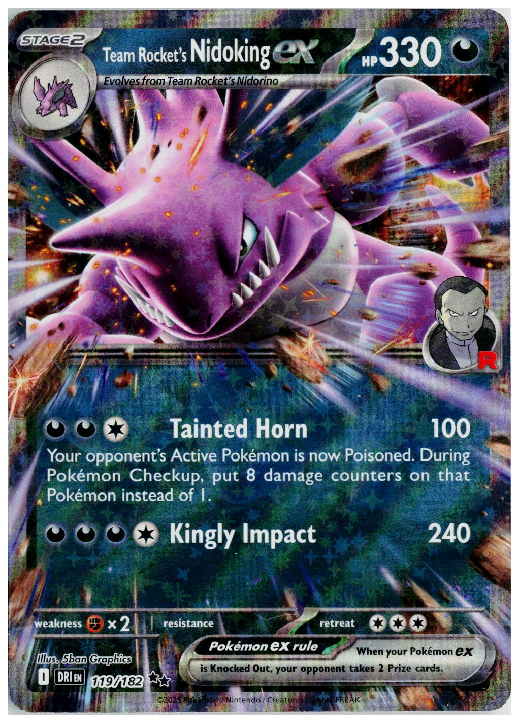2025 Pokemon SV10: Destined Rivals #119 Team Rocket's Nidoking ex