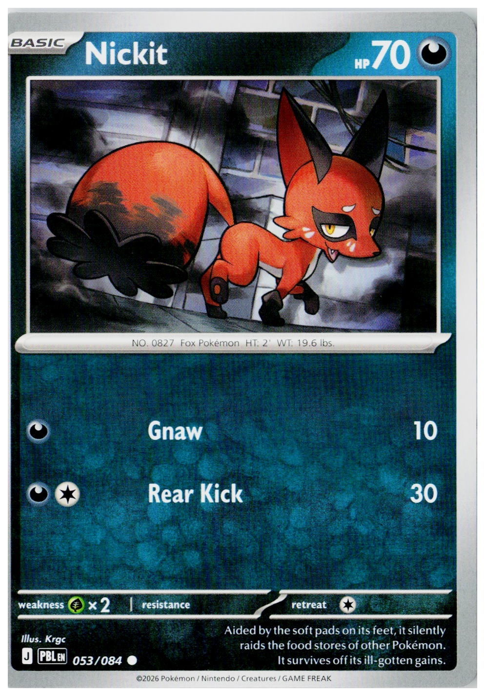 2026 Pokemon ME05: Pitch Black Nickit Holo #053 /84