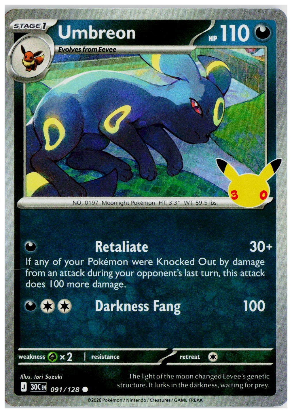 2026 Pokemon ME: 30th Celebration #091 Umbreon