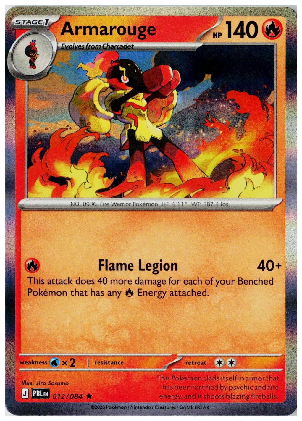 2026 Pokemon ME05: Pitch Black Armarouge Holo #012 /84