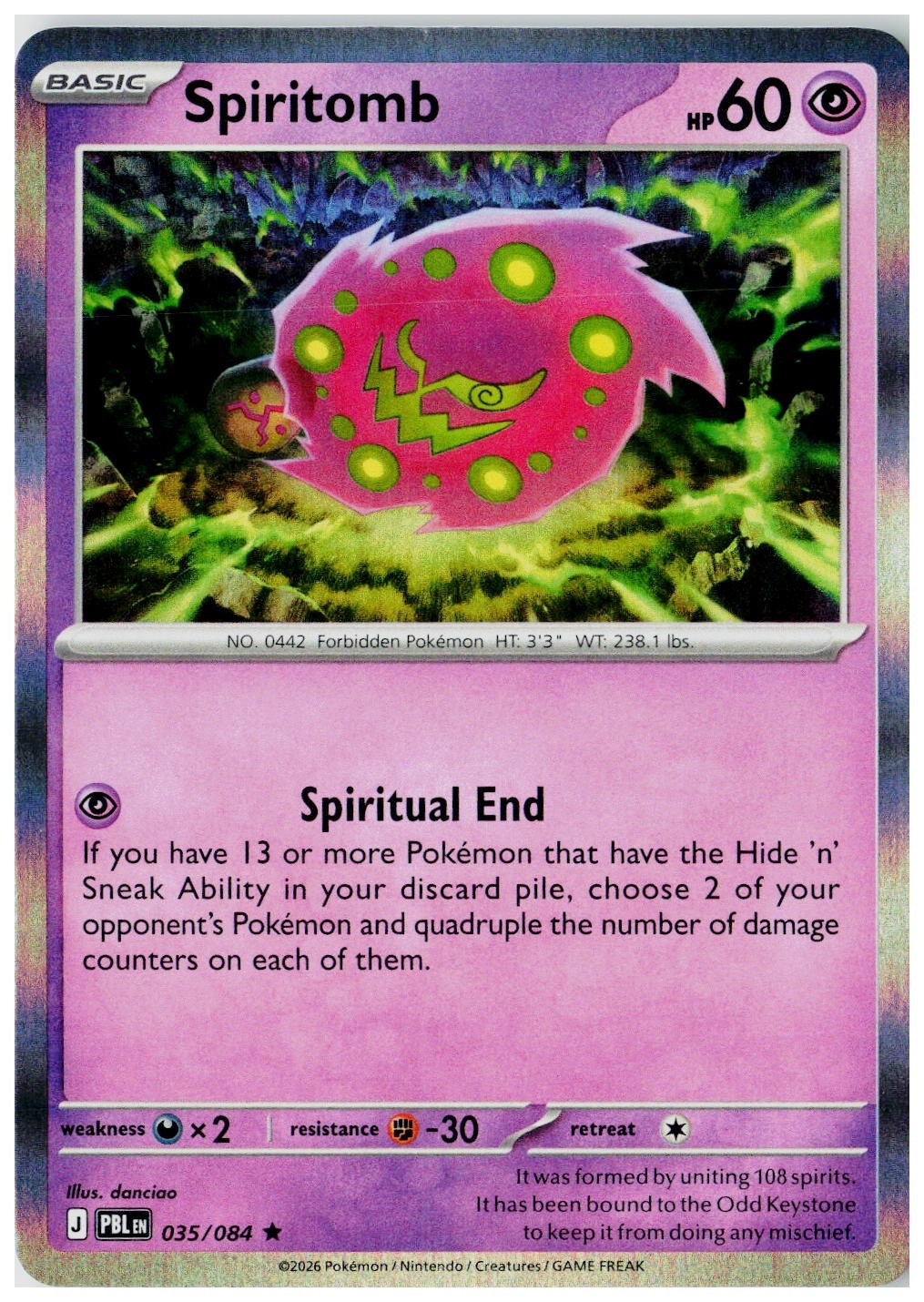 2026 Pokemon ME05: Pitch Black Spiritomb Holo #035 /84