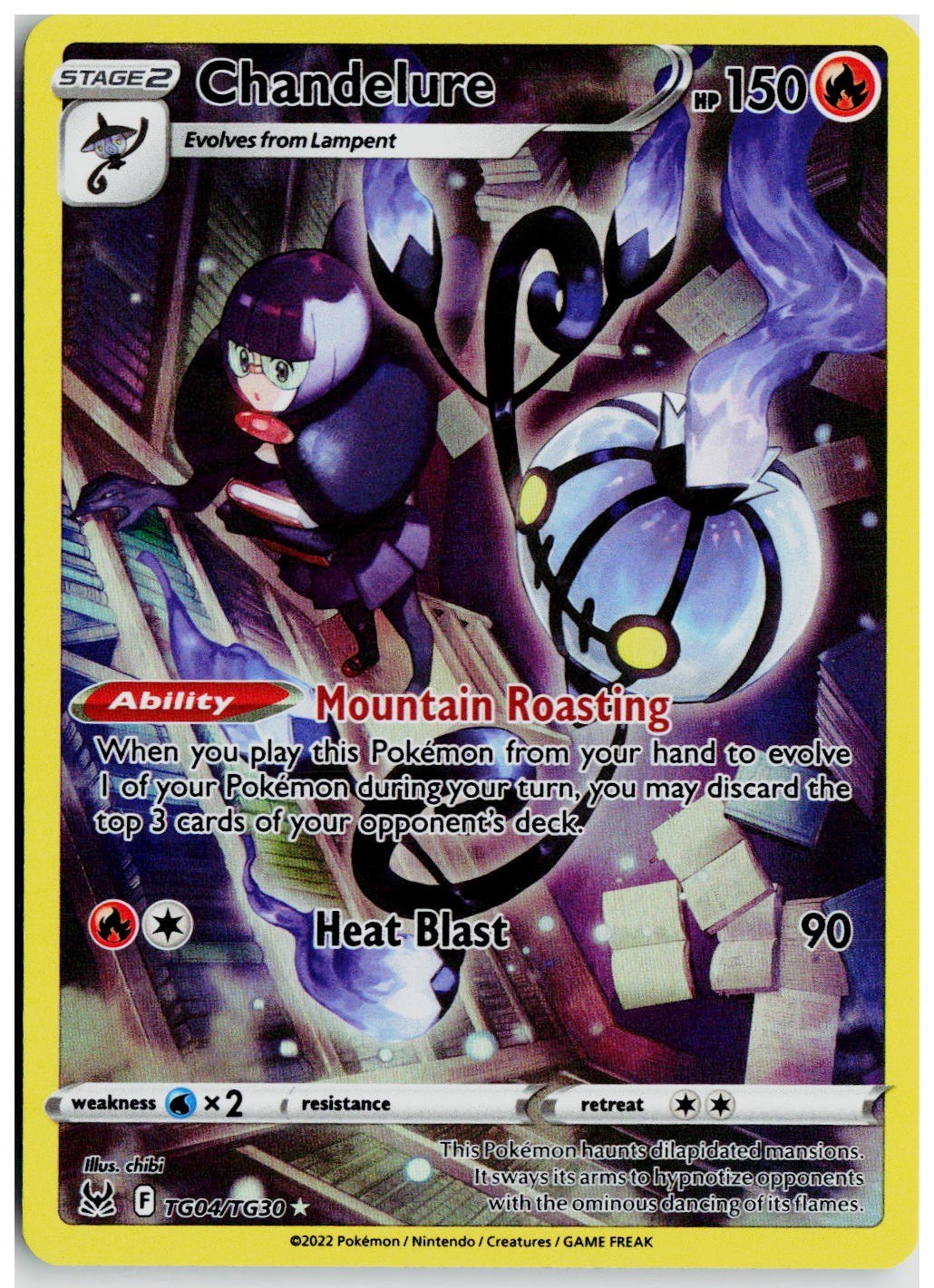2022 Pokemon SWSH11: Lost Origin Trainer Gallery #TG04 Chandelure