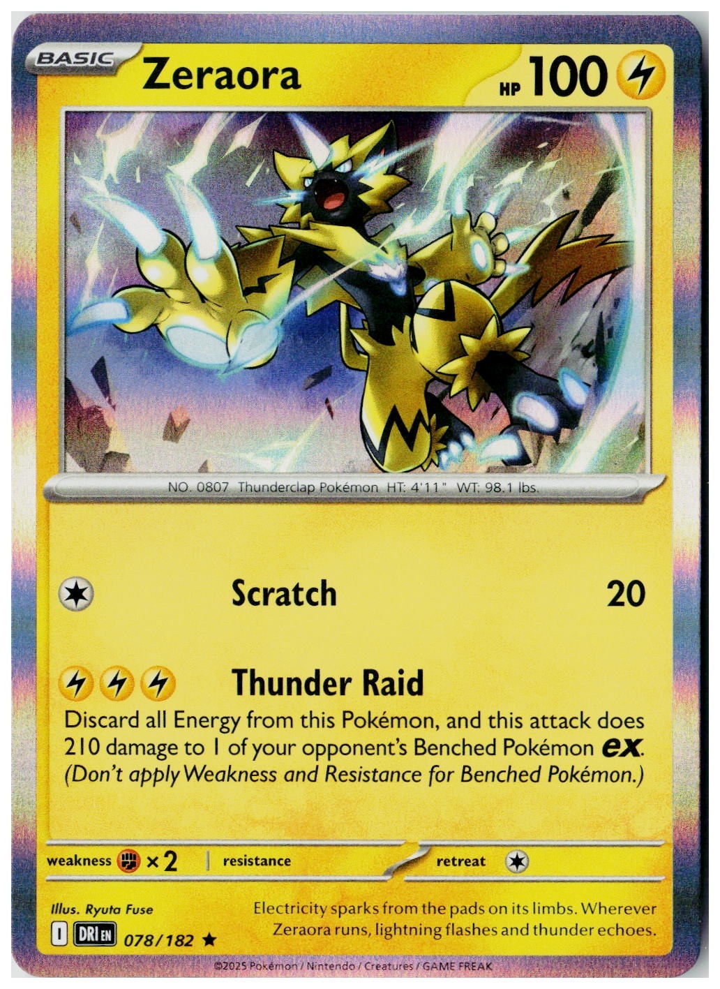 2025 Pokemon SV10: Destined Rivals Zeraora Holo #078 /182