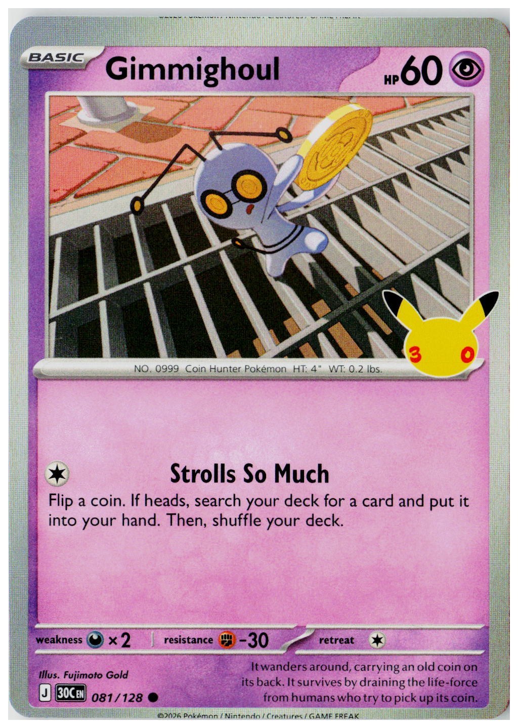 2026 Pokemon ME: 30th Celebration #081 Gimmighoul