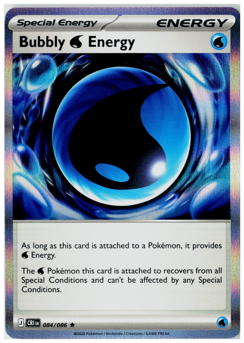 2026 Pokemon ME04: Chaos Rising Bubbly Water Energy Holo #084 /86
