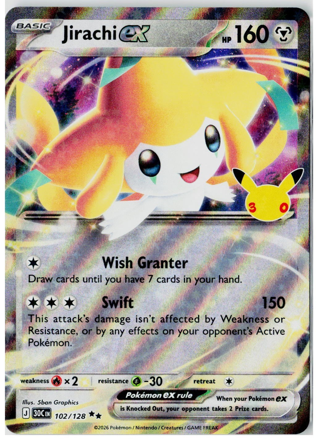 2026 Pokemon ME: 30th Celebration #102 Jirachi ex