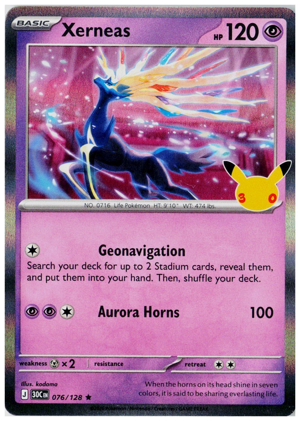 2026 Pokemon ME: 30th Celebration #076 Xerneas