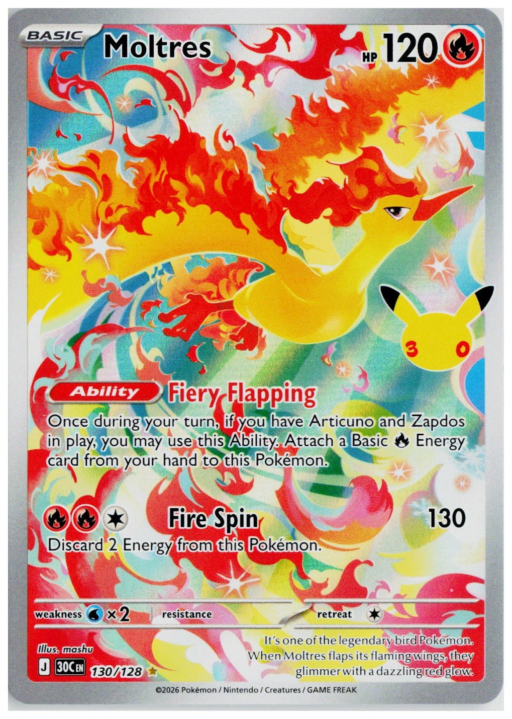 2026 Pokemon ME: 30th Celebration #130 Moltres