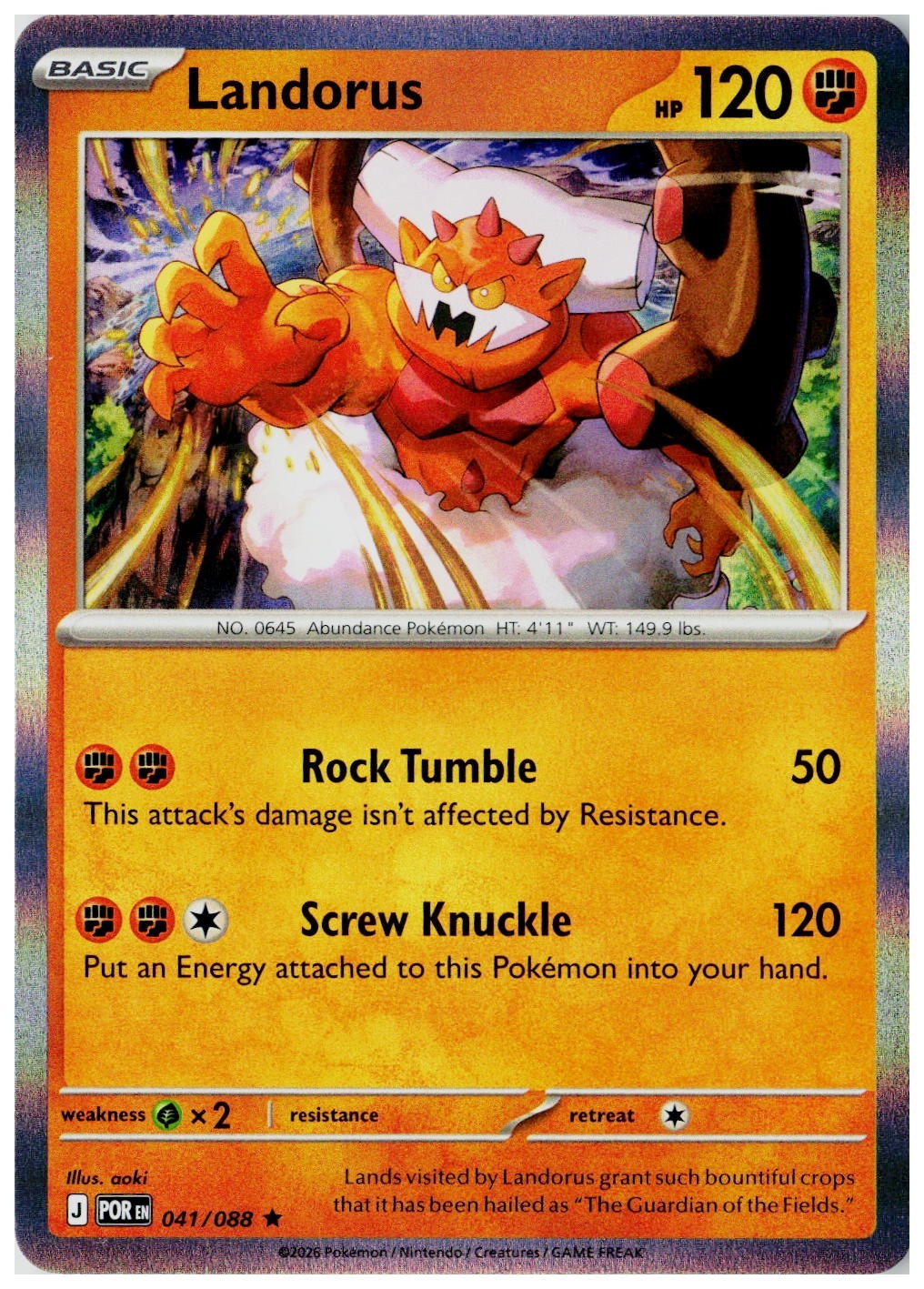 2026 Pokemon ME03: Perfect Order Landorus Holo #041 /88