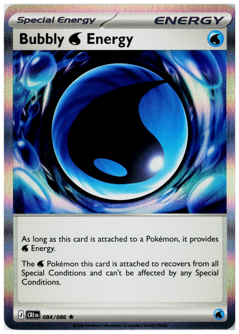 2026 Pokemon ME04: Chaos Rising Bubbly Water Energy Holo #084 /86