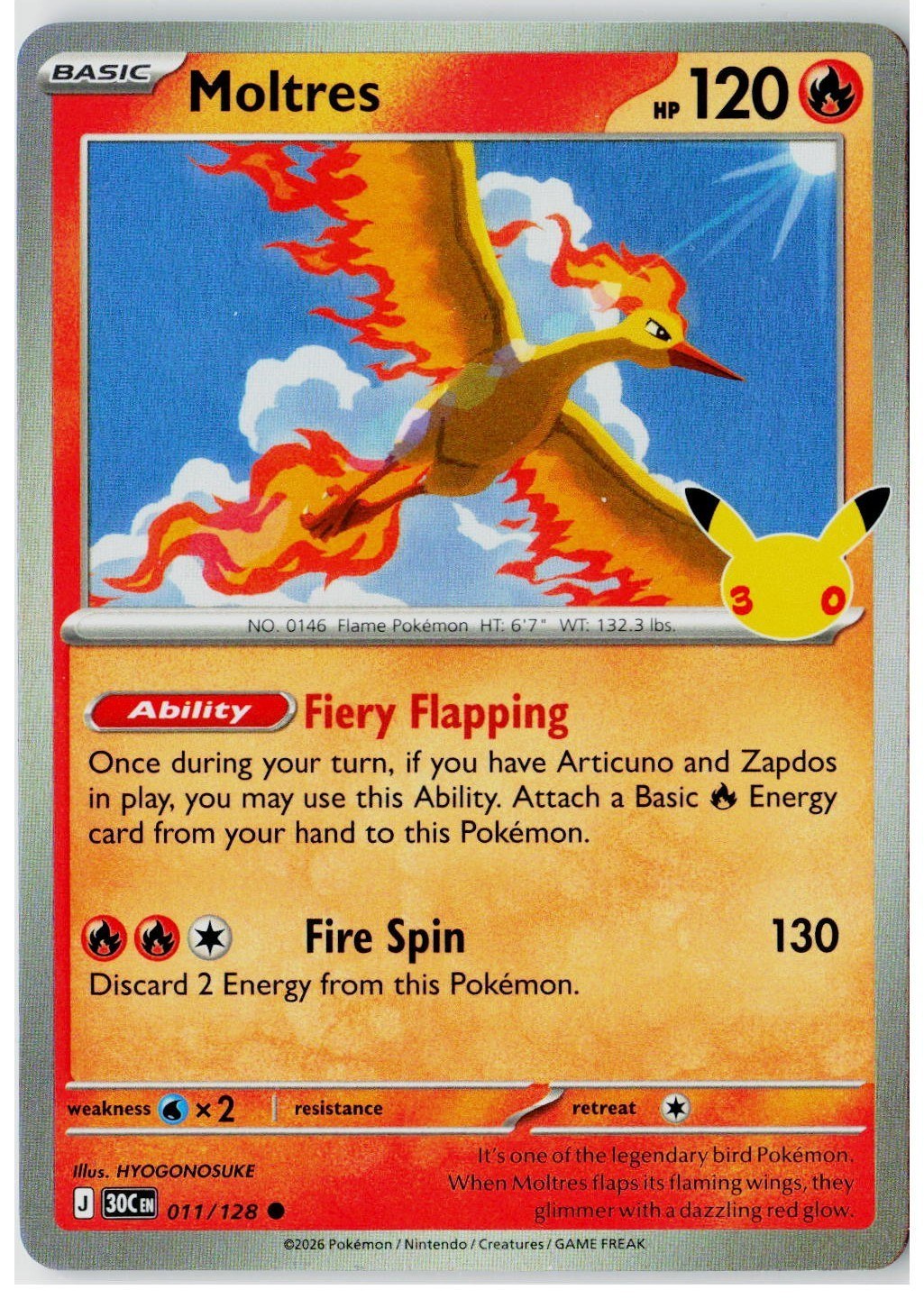 2026 Pokemon ME: 30th Celebration #011 Moltres