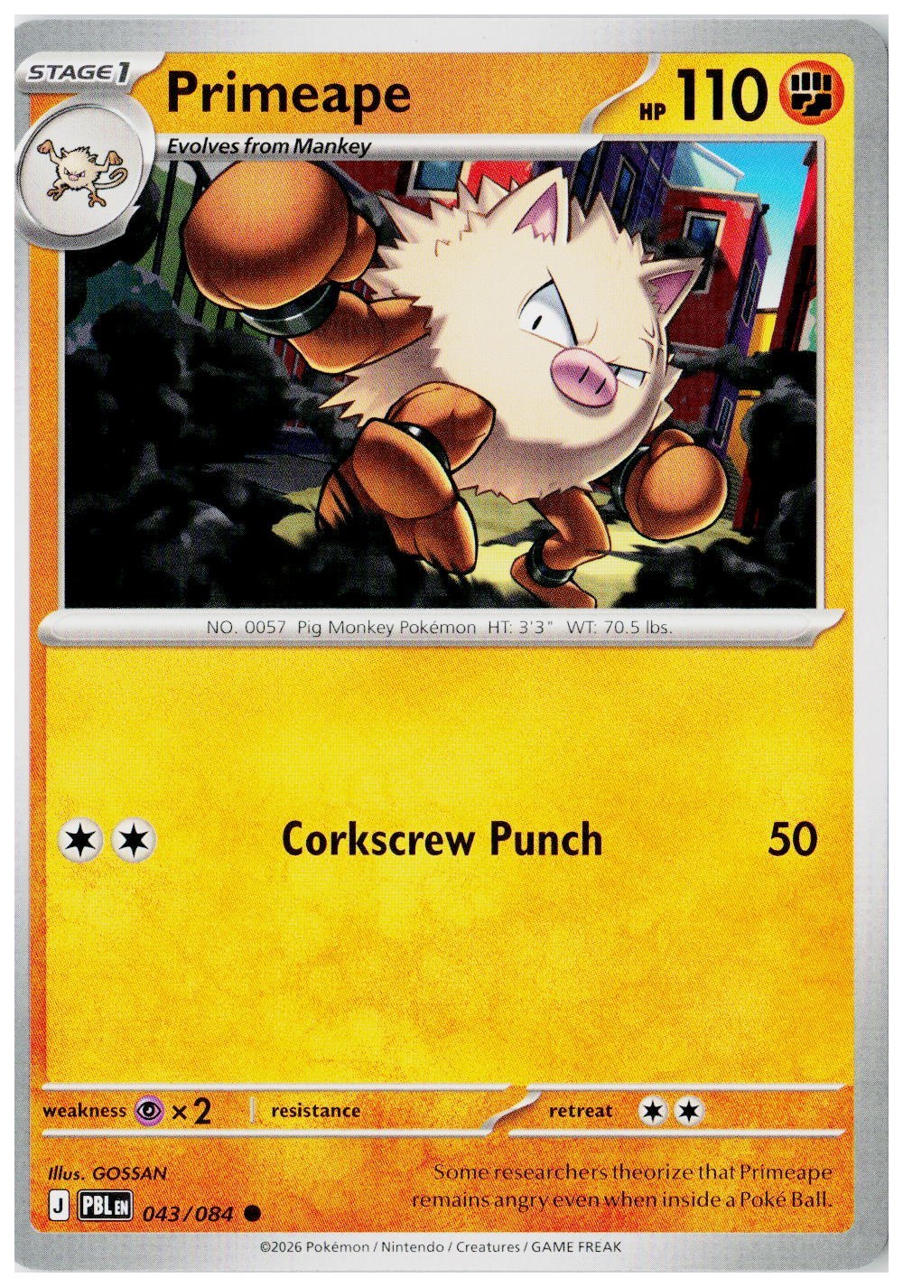 2026 Pokemon ME05: Pitch Black #043 Primeape