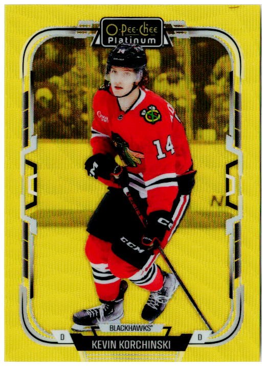 2025-26 O-Pee-Chee Platinum #143 Kevin Korchinski Neon Yellow Surge