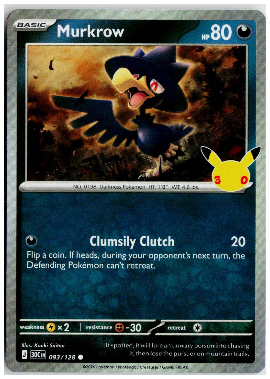 2026 Pokemon ME: 30th Celebration #093 Murkrow