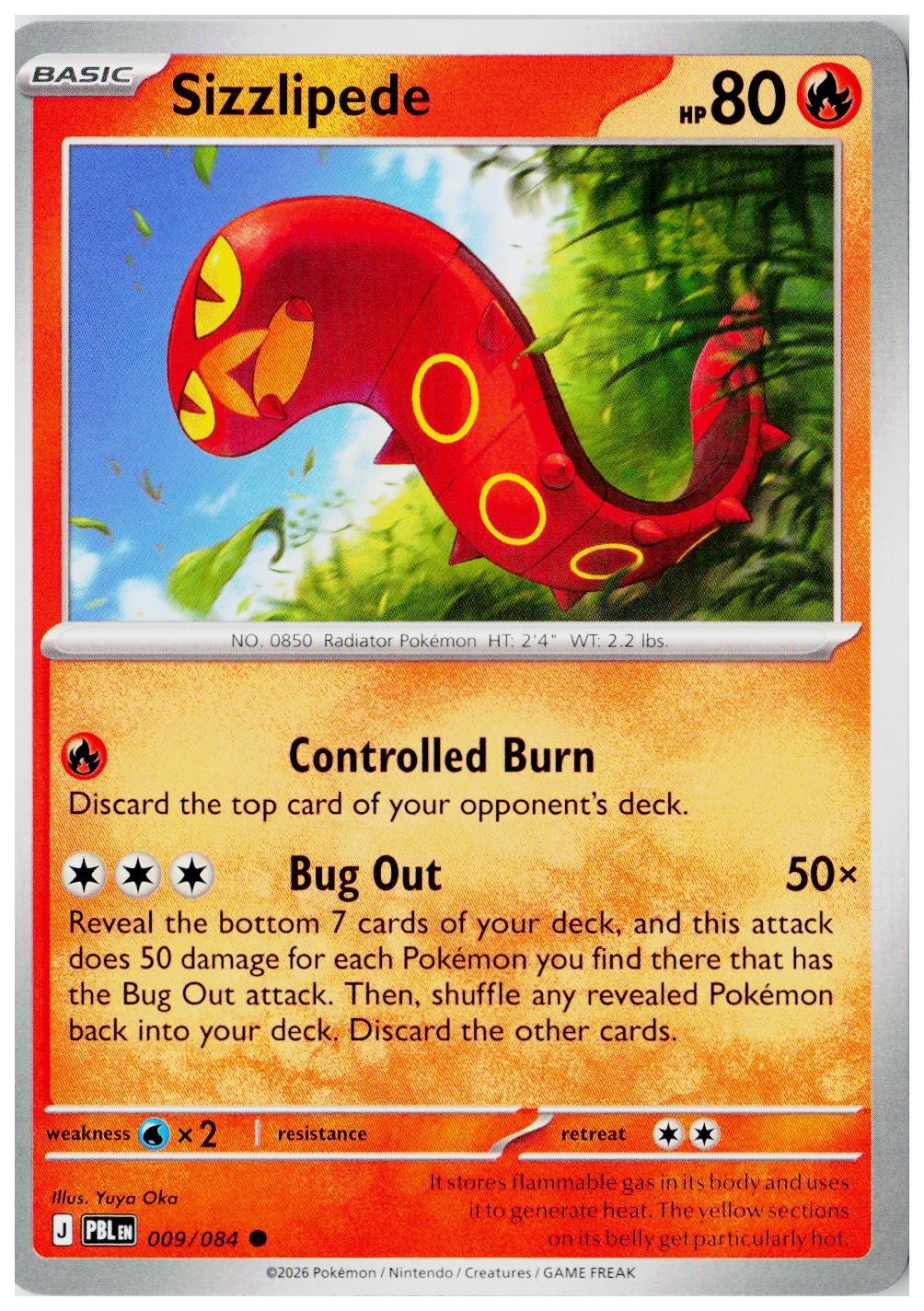 2026 Pokemon ME05: Pitch Black Sizzlipede Holo #009 /84