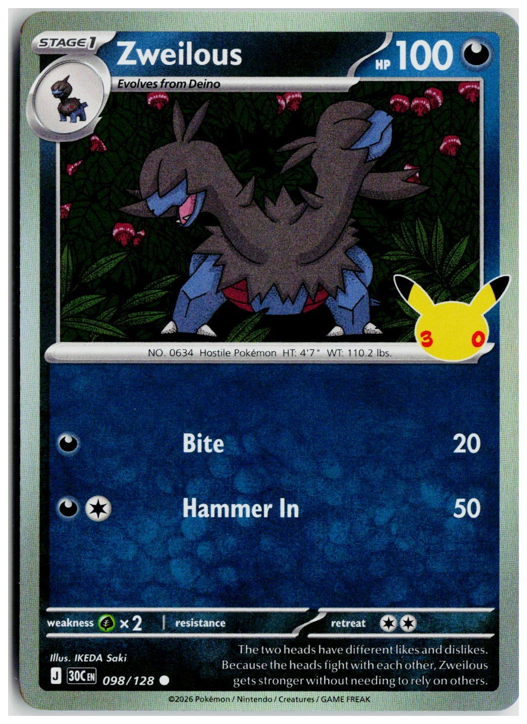 2026 Pokemon ME: 30th Celebration #098 Zweilous
