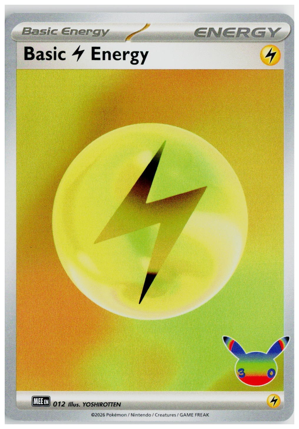 2026 Pokemon MEE: Mega Evolution Energies #012 Basic Lightning Energy