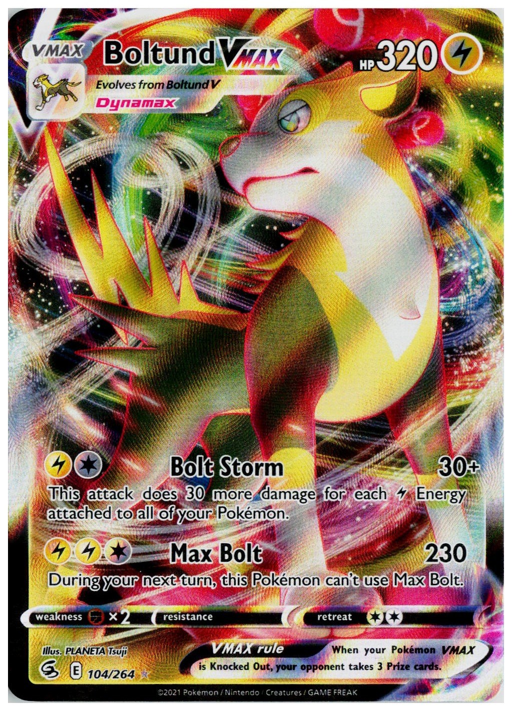 Pokemon 2021 SWSH08: Fusion Strike #104 Boltund VMAX