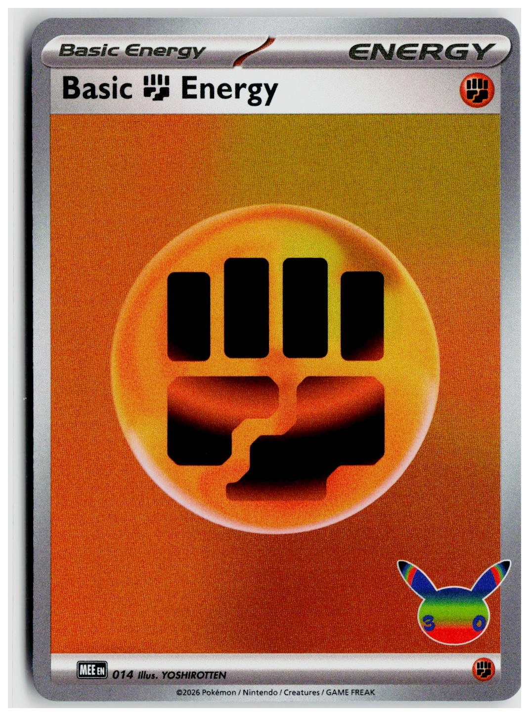 2026 Pokemon MEE: Mega Evolution Energies #014 Basic Fighting Energy