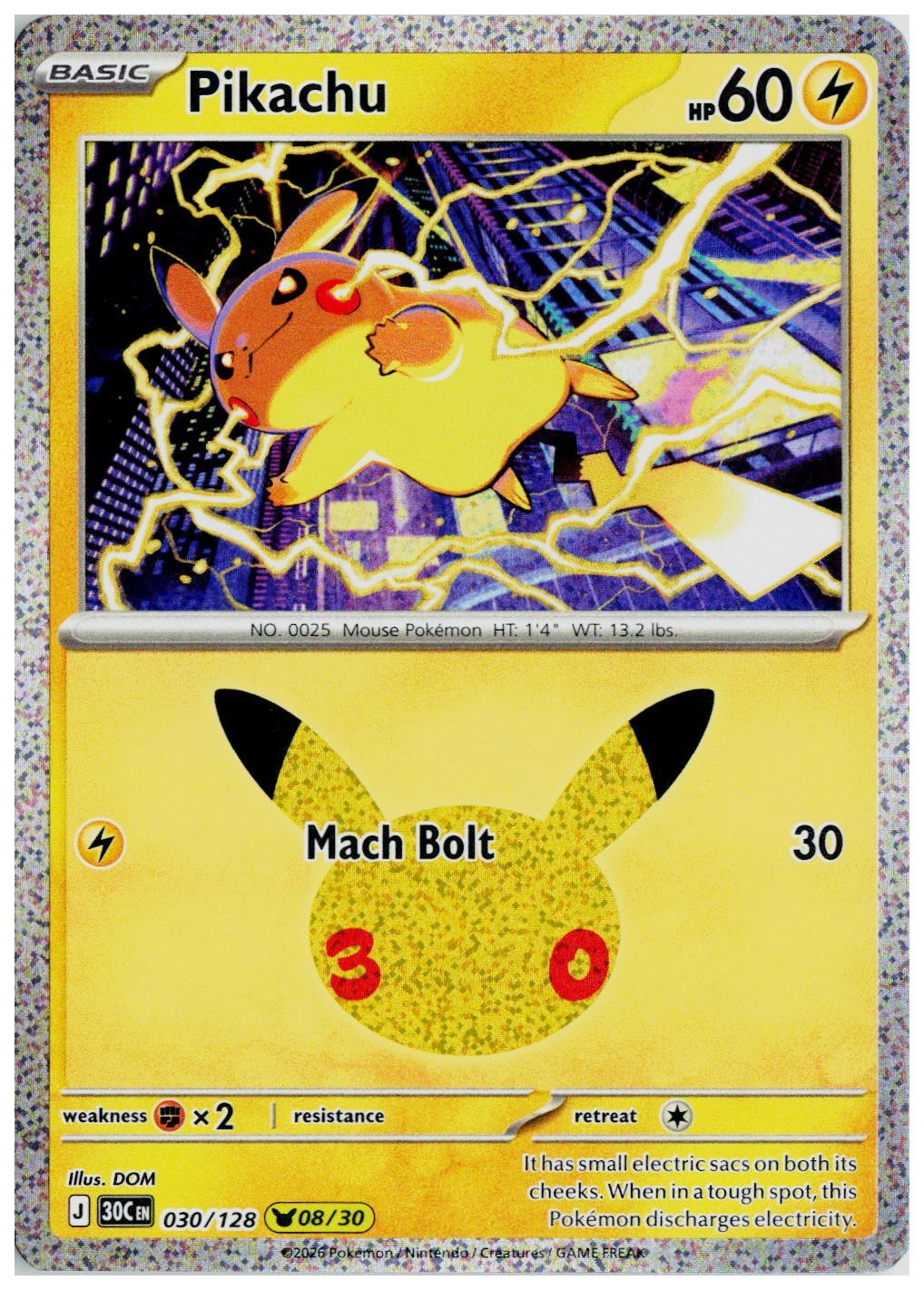2026 Pokemon ME: 30th Celebration #030 Pikachu