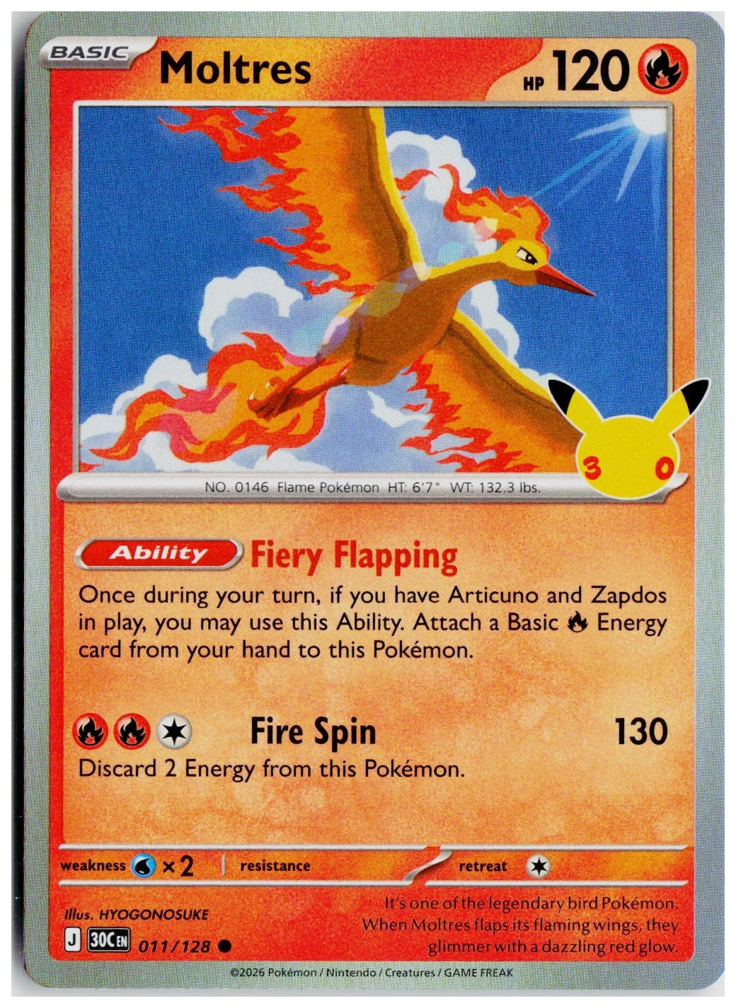2026 Pokemon ME: 30th Celebration #011 Moltres