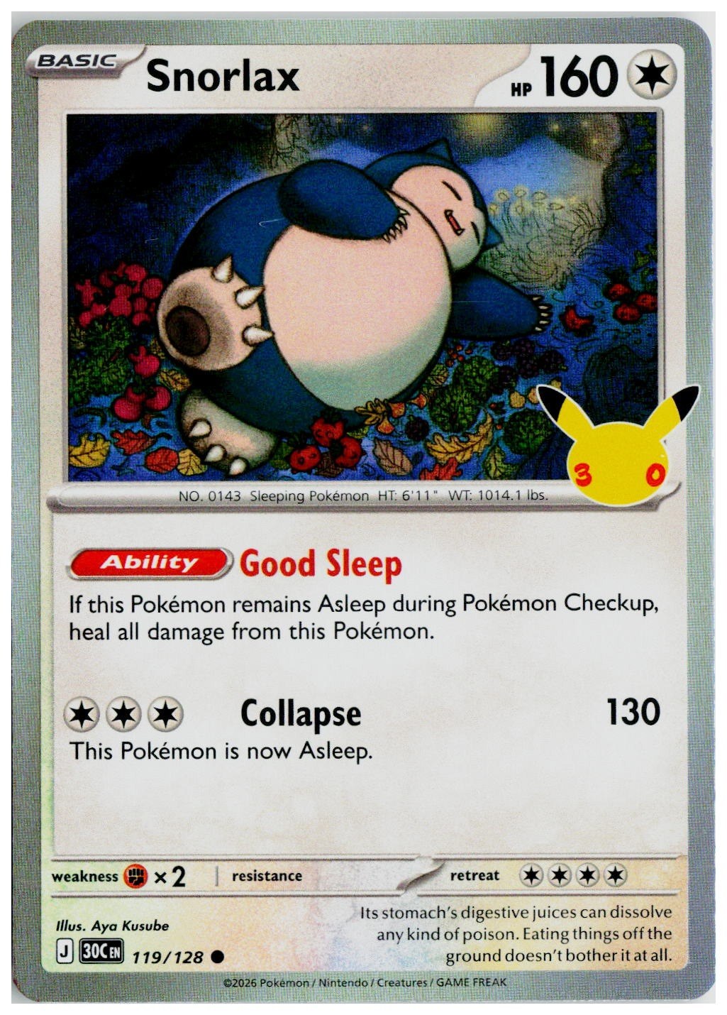 2026 Pokemon ME: 30th Celebration #119 Snorlax