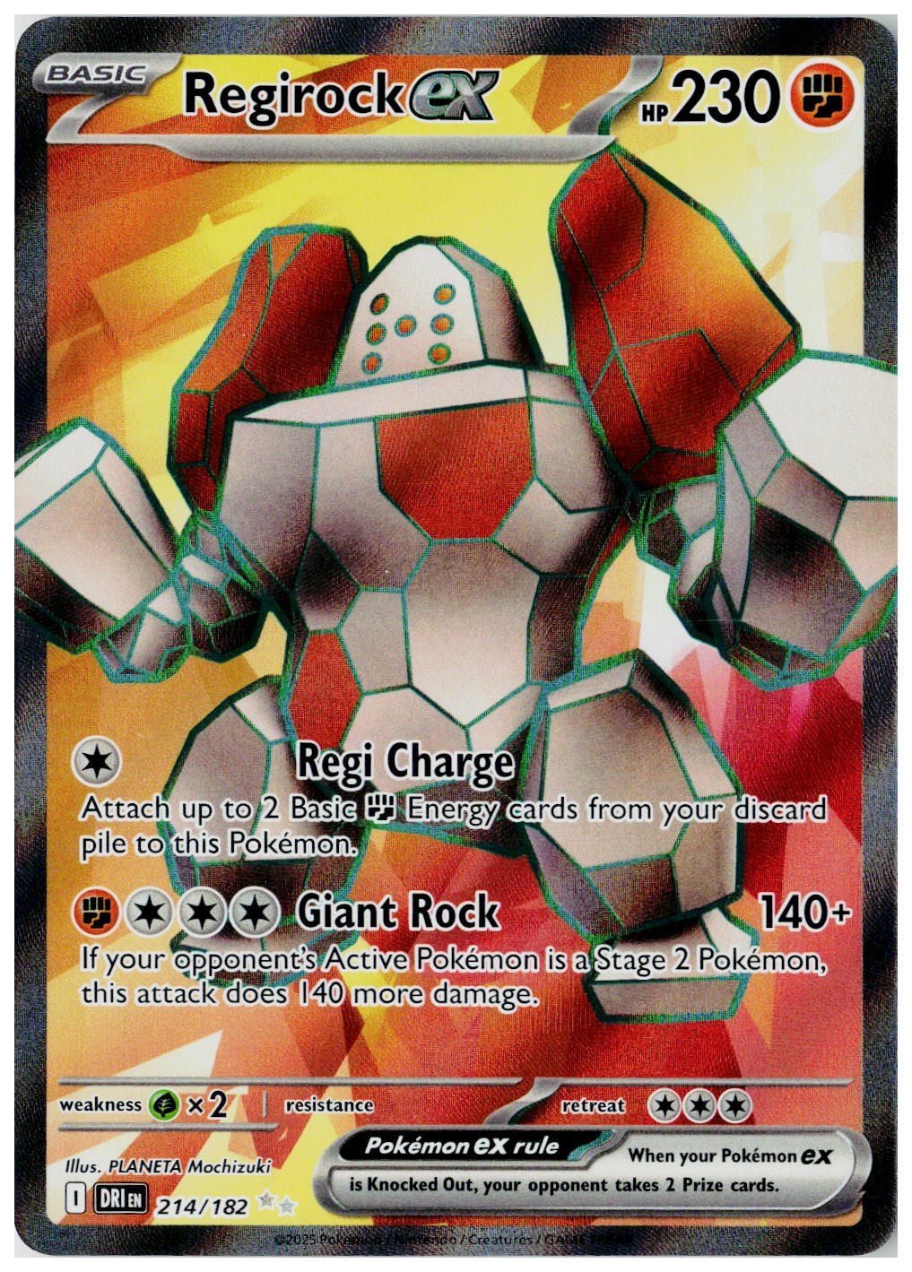 2025 Pokemon SV10: Destined Rivals #214 Regirock ex